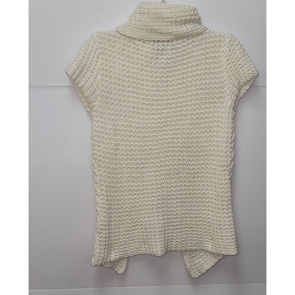 SayWhat Cream Cowl Neck Asymmetrical Button Accent Sweater L Preppy Cottagecore - Picture 8 of 9